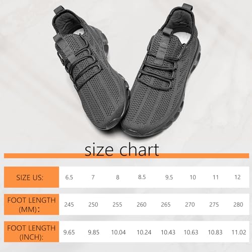 Oltyutc Mens Gym Running Shoes Slip-On Tennis Shoes Non Slip Breathable Workout Sneakers for Walking Jogging Dark Gray 102