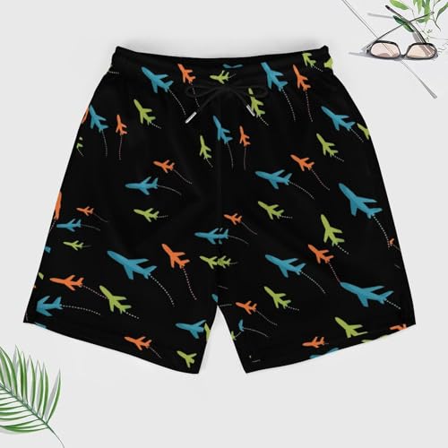 Airplane Mens Swim Trunks with Compression Liner Summer Quick Dry Beach Shorts with Pockets2