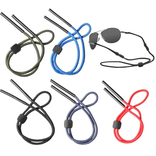 LAKJUOZ 5 Pezzi Cinturino per Occhiali Galleggianti, Cinturino per Occhiali Porta Occhiali da Sole Anti-Smarrimento Cinghie per Occhiali per Sport Acquatici Canottaggio Kayak Surf Uomo Donna