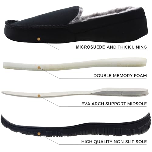 Image of Lulex Moccasins for Men House Slippers Indoor Outdoor Plush Mens Bedroom Shoes with Hard Sole