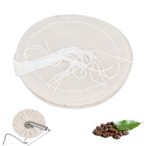 10Pcs Sifón de Café Filtro de Tela, Filtros de Café de Tela Reutilizables con Cordón Filtro de Repuesto para Cafetera Sifón