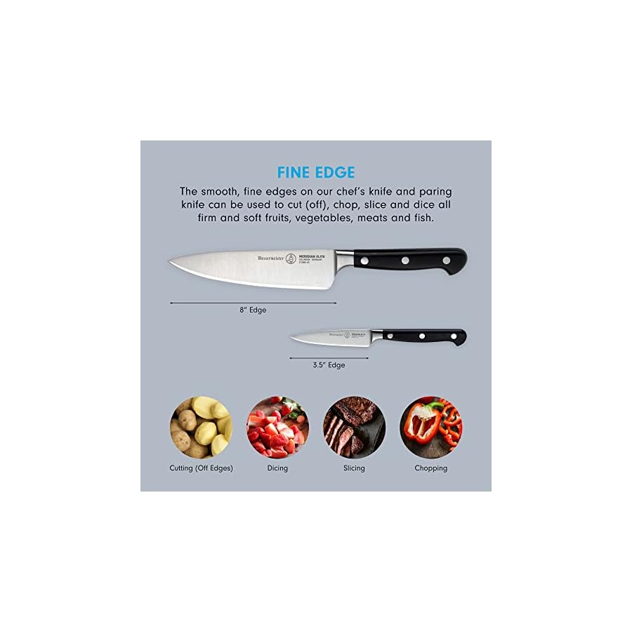 Messermeister-Meridian-Elite-5-Piece-Next-Level-Block-Set-Includes-Chefs-Utility-Paring-Knife-Fine-Steel-Knife-Block Messermeister Meridian Elite 5-Piece Next Level Block Set - Includes Chef’s, Utility, Paring Knife, Fine Steel + Knife Block