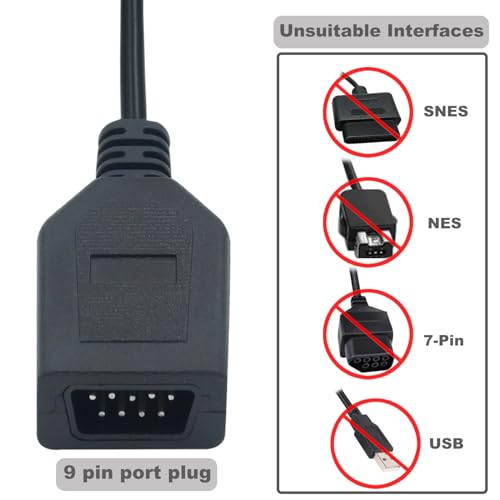 YEZriler 9 Câble d'extension de contrôleur d'épingle pour Sega MD, Consoles de jeu rétro classiques AV 620, HD 621, HD 821, Câble d'extension de jeu de jeux vidéo filaire 5.97FT - paquet de 2