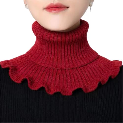Culuze Knitted Collar Scarves for Women Detachable Fake High Collar Scarves Lapel Wrap Choker for Off Shoulder Clothing