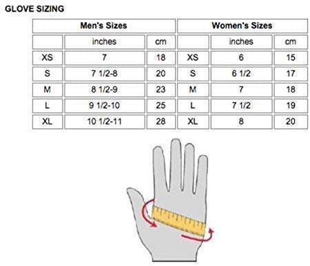 GoFit Men’s Sport-Tac Pro Trainer Gloves size chart