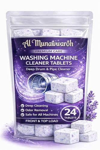 Image of Washing Machine Cleaner Tablets (24 Tablets) | Drum & Pipe Deep Cleaner | Lavender Scent | Removes Odour, Limescale & Residue | For Front Load & Top Load Fully Automatic Washing Machines