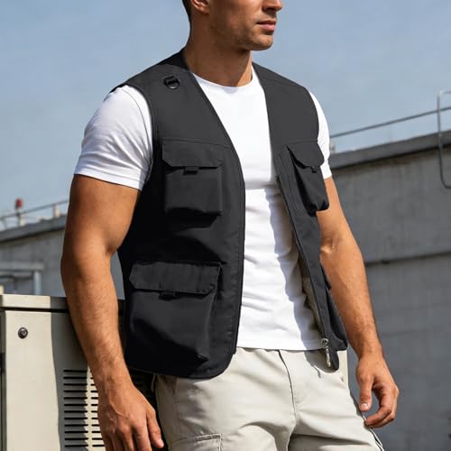 Chaleco multibolsillos impermeable transpirable de secado rápido para hombre 6