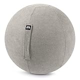 mokebo® Stoff Sitzball Büro ergonomisch 'Der Sportliche', Gymnastikball Schwangerschaft mit Pumpe, Pezziball oder Hocker, 65cm Breite in Hellgrau | Stoffbezug in Weboptik