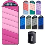 Sleeping Bags for Adults Teens Cold Weather & Warm, 3 Seasons, Cotton Flannel Liner Sleeping Bag, Lightweight Compact Camping Essentials Equipment, Hiking, Outdoor, Travel (Bias) (Double Pink)
