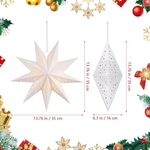 Image of LIOOBO Paper Lanterns 3pcs 9-Pointed Paper Star Lantern Shades for Christmas