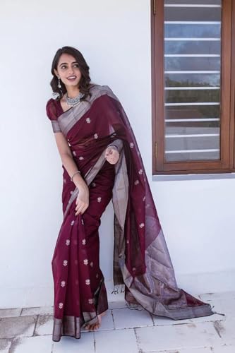Image of Flosive Women's Cotton Saree With Blouse Piece
