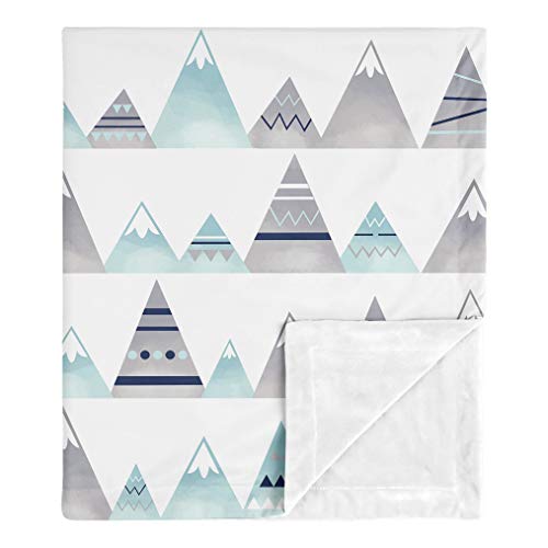 Sweet Jojo Designs Aztec Watercolor Mountains Baby Boy Or Girl Receiving Security Swaddle Blanket For Newborn Or Toddler Nursery Car Seat Stroller Soft Minky - Navy Blue, Aqua And Grey #TOP15