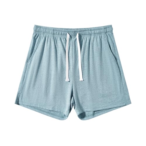 Image of AMY COULEE Mens Lounge Shorts 4 inch Pajama Lightweight Cotton Sleep Bottoms with Pockets