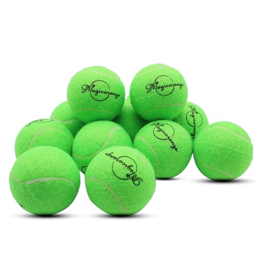 Image of Tennis Balls, Magicorange 12 Pack Advanced Training Tennis Balls Practice Balls, Pet Dog Playing Balls, Come with Mesh Bag for Easy Transport, Good for Beginner Training Ball (Cyan)