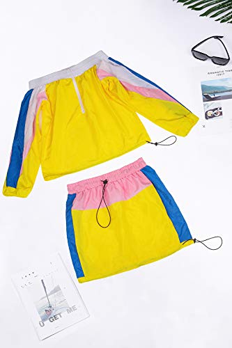 Eosiedur Women Colorblock 2 Piece Tracksuit Set Long Sleeve High Waist Pants Set Colour Sweatsuit #TOP4