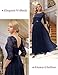 BeryLove Formal Dresses for Women Vintage Lace Wedding Guest Dress Fashion Boat Neck Long Party Dress Elegant Long Sleeve Cocktail Dresses 7049 Navy XS