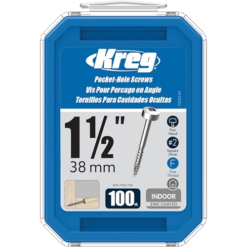Tornillos pocket-hole zinc Kreg 1.5 pulg 100 uds miniatura 1