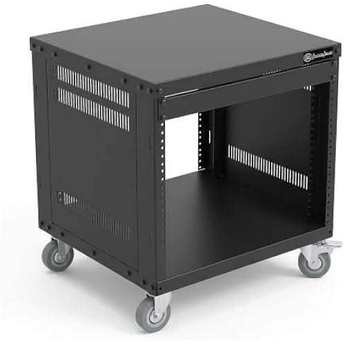 AxcessAbles 8U 19” Homelab Server Rack | 550-LB Capacity | Open Frame with Removable Side Panels | Rolling Rack Cabinet w/Locking 3” Casters | Network, AV & Studio Gear | Includes 5mm & 6mm Screws