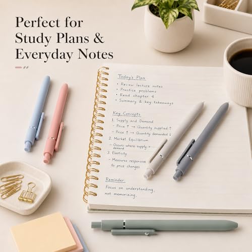FIOVER Gel Pens, 5pcs 0.5mm Quick Dry Black Ink Fine Point Smooth Writing Pens High-End Series Ballpoint for Office School Supplies(Morandi)