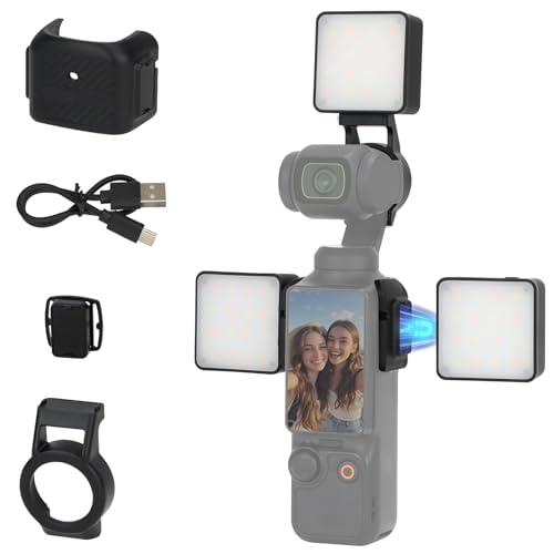 3Pcs Magnetic Selfie Fill Light Compatible for DJI Osmo Pocket 3 Rechargeable Mini LED Video Light with 3 Color Modes & Adjustable Brightness 6500K 500mAh Battery Quick-Release Cold Shoe Base.