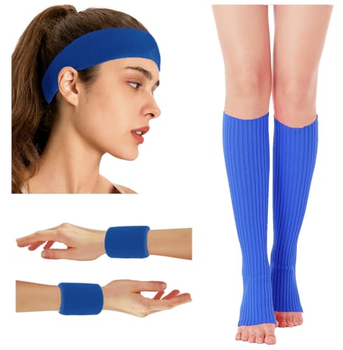 Image of v28 Neon Leg Warmers Set for women Headband Sweatbands Wristbands 80s 90s Pink Running Fanny 80's Plus Size Costumes Pack