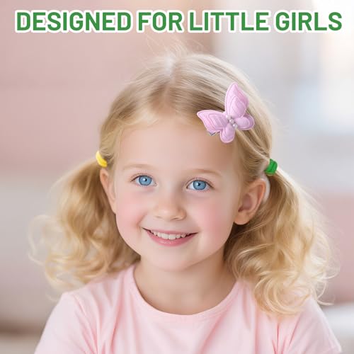Haarschmuck für Mädchen, 230 Stück, Schmetterlings-Haarspangen und Gummibänder, Rosa und Mehrfarbig