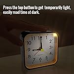 Small Analog Travel Alarm Clock, Battery Operated Desk Table Shelf Clock for Kids, Quieter Bedside Alarm Clocks for Bedrooms Bathroom Living Room Kitchen, Black - Image 4