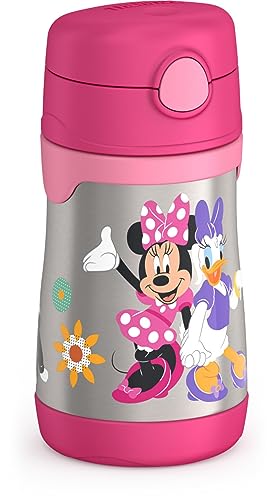 Image of THERMOS Vacuum Insulated Stainless Steel 10oz Straw Bottle, MINNIE MOUSE
