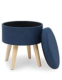 buy pouf ottoman Uso Duradero: Patas de madera y construcción gruesa de MDF, asiento acolchado duradero transpirable y resistente a la abrasión Protector de goma para proteger su piso de arañazos.