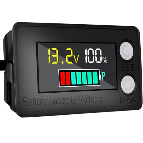 Battery Capacity Voltage Monitor Waterproof with Alarm 12V 24V 36V 48V 60V 72V 84V DC Lithium/Lead-Acid Battery Tester Battery Capacity Indicator Monitor Voltage Meter for Golf Cart, RV,Motorcycle