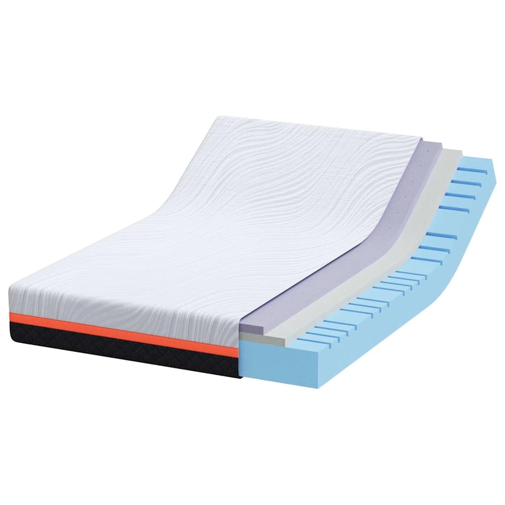 Materac biały i szary 140 x 200 cm, żakardowy materiał z żelową pianką memory, oddychający, ergonomiczny, średni stopień twardości, idealny do sypialni, pokoju gościnnego, przyjazny dla pleców