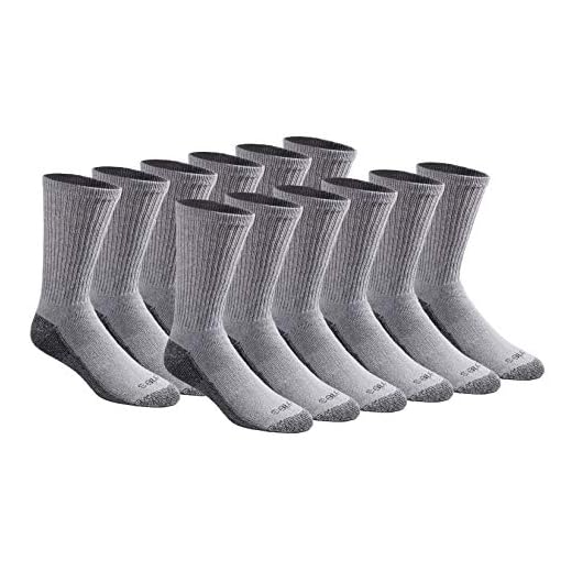 Dickies Men's Big and Tall Dri-tech Moisture Control Crew Socks Multipack, Grey (12 Pairs), Shoe Size: 12-15
