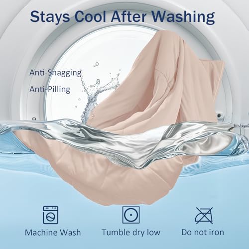 Image of Cooling Comforter for Hot Sleepers, Twin 68x90, Pink | Cooling blanket feel, Q-Max >0.4 cool touch, double-sided cooling, Sorona fill, for night sweats, lightweight & breathable