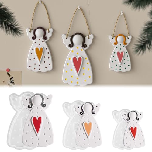 3PCS Silikonform Engel TREABEAR Weihnachten Silikonformen Gießformen Engel Gießformen Silikon Engel mit Herz Silikon Formen Zum Gießen Weihnachten Gips Zum Gießen Silikonformen Weihnachten