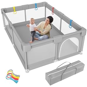 Baby Playpen, 71″x59″ Extra Large Playpen for Babies and Toddlers Baby Playards with Zipper Gate, Safety Baby Play Pen with Soft Breathable Mesh Indoor & Outdoor Kids Activity Center