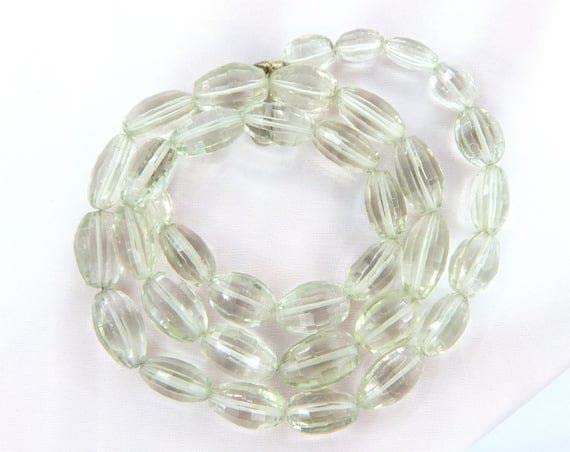 Améthyste verte ovale facettée en fil de 23cm pour création de bijoux