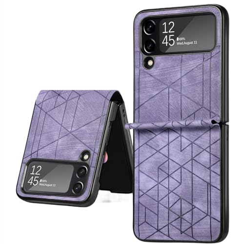 Coque Galaxy Z Flip 4 antichoc et anti-empreinte en cuir violet élégant