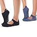 Toesox Bellarina Full Toe Multi Pack - Grip Non-Slip Toe Socks for Pilates, Barre, Yoga, Ballet, Small, Black & Heather Navy - 2 Pack