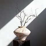 Wabi Sabi Vase 6.7in, Whitewashed Ceramic Vase, Wabi Sabi Decor Vintage Vases for Centerpiece, Round Low Pottery Vase Rustic Farmhouse Decor for Coffee Table Shelf Entryway
