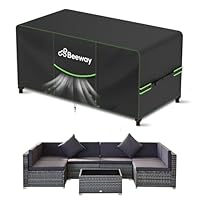 BEEWAY Gartenmöbel Abdeckung Wasserdicht V2.0 300x200x92cm, Schutzhülle Abdeckplane für Gartentische Terrassenmöbel Möbelsets - 420D Oxford Gewebe, Anti-UV, Winterfest