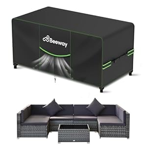 BEEWAY Gartenmöbel Abdeckung Wasserdicht V2.0 300x200x92cm, Schutzhülle Abdeckplane für Gartentische Terrassenmöbel Möbelsets - 420D Oxford Gewebe, Anti-UV, Winterfest