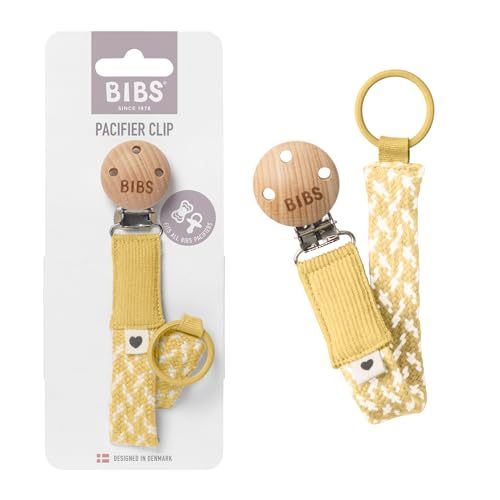 Image of BIBS Paci Braid Dummy Chain Organic Cotton Danish Design, One Size (0-36 Months), Pale Butter