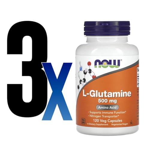 Now Foods L-Glutamina 500mg L-Glutamine 120 Veg Caps 3 unidades Produto Importado