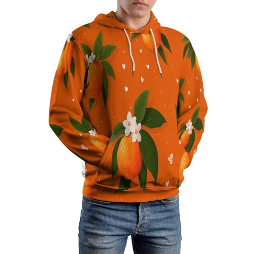 Sweat grande taille S-6XL confortable à motif fruit orange pour homme