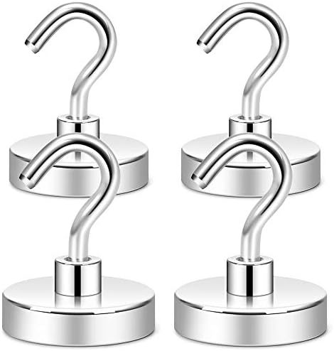 Neosmuk Magnetic Hooks, 22lb+ Extra Strong Magnet with Hook for Fridge,Heavy Duty Cruise Hook for Ceiling,Small Magnetic Holder for Van, Tool(White, Pack of 10)