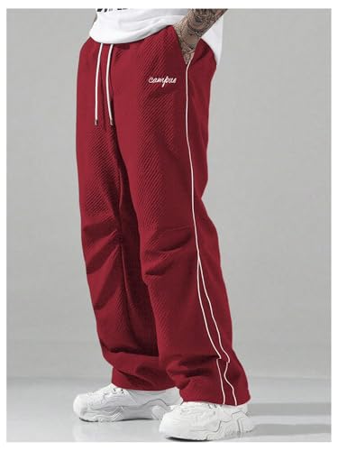 Floerns Men's Parachute Pants Y2k Baggy Drawstring Waist Straight Leg Track Casual Trousers Pants Streetwear3