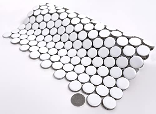 Penny Round Tile Arctic White Porcelain Mosaic Matte Look Wall And Floor Tile (Box Of 10 Sheets) For Kitchen Backsplash, Bathroom Floor, Accent Wall #TOP5