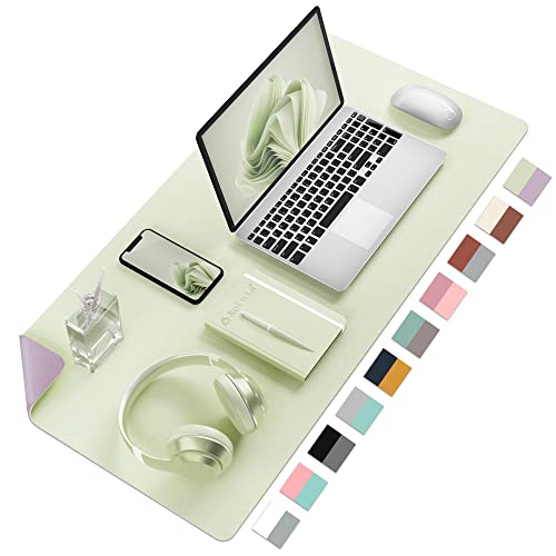 Image of Aothia Double-Sided Desk Pad, Large Mouse Pad, Office Mat, Non-Slip PU Leather Blotter, Laptop Pad, Waterproof Writing Pad for Office and Home (Matcha Green, 23.6 inch x 13.7 inch)