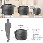 Bean Bag Chair for Adults, 4FT High-Rebound Memory Foam Bean Bag Sofa with Removable Cover, Oversized Bean Bag Couch for Gaming, Reading, and Relaxation, Black - Image 3