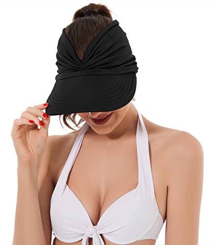 Durio Sun Hats For Women Uv Protection Wide Brim Sun Visor Hats For Women Packable Summer Beach Hats Black #TOP1